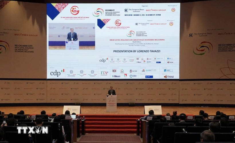 Quang cảnh phiên khai mạc Diễn đàn Đối thoại cấp cao về quan hệ kinh tế ASEAN-Italy lần thứ 9. (Ảnh: Hữu Duyên/TTXVN)