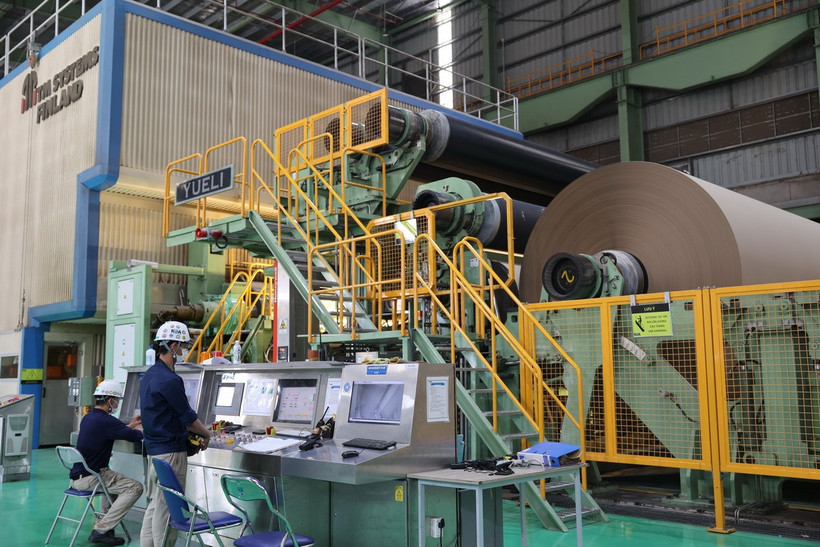 Sản phẩm của Công ty Trách nhiệm hữu hạn Kraft of Asia Paperboard & Packaging (KOA), khu công nghiệp Phú Mỹ 3, thành phố Phú Mỹ. (Ảnh: Hoàng Nhị/TTXVN)