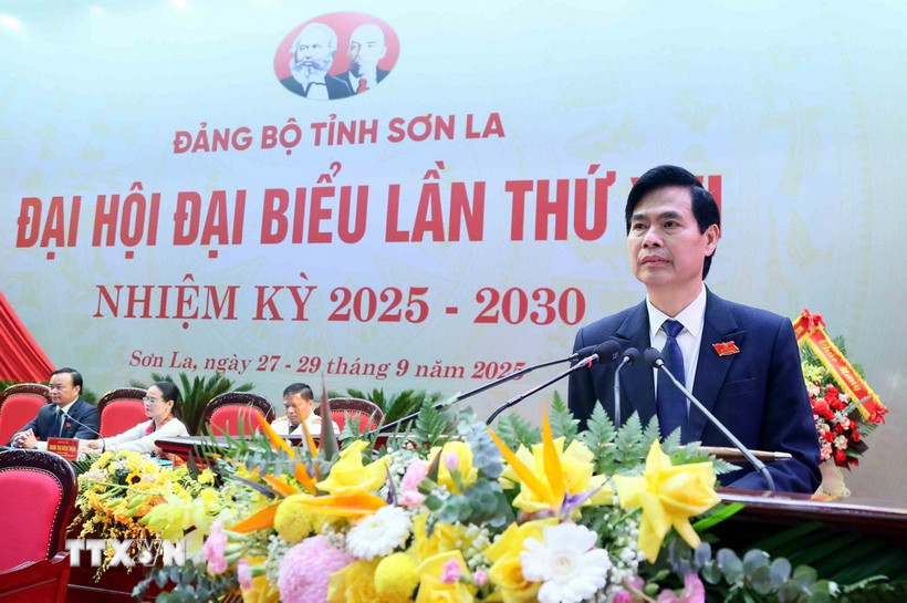 Bí thư Tỉnh ủy Sơn La Hoàng Quốc Khánh phát biểu. (Ảnh: Quang Quyết/TTXVN)