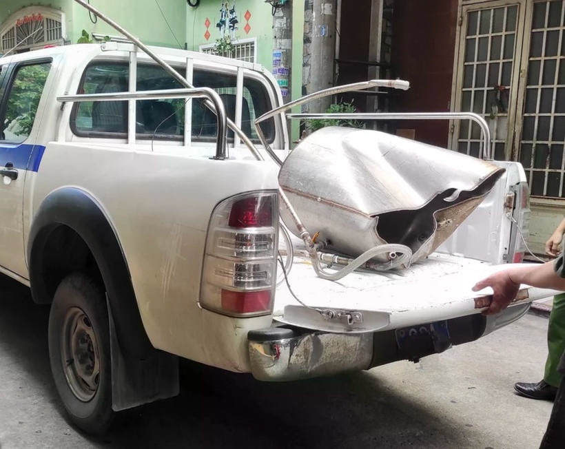 Chiếc nồi hơi dùng để nấu sữa đậu nành. (Nguồn: Pháp luật Thành phố Hồ Chí Minh)