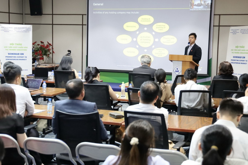 Quang cảnh Hội thảo xúc tiến thương mại vào thị trường Singapore. (Ảnh: Xuân Anh/TTXVN)