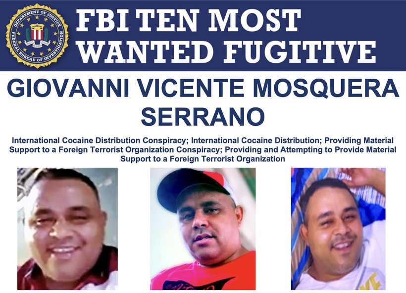 Mỹ treo thưởng việc bắt giữ Giovanni Vicente Mosquera Serrano. (Nguồn: FBI)