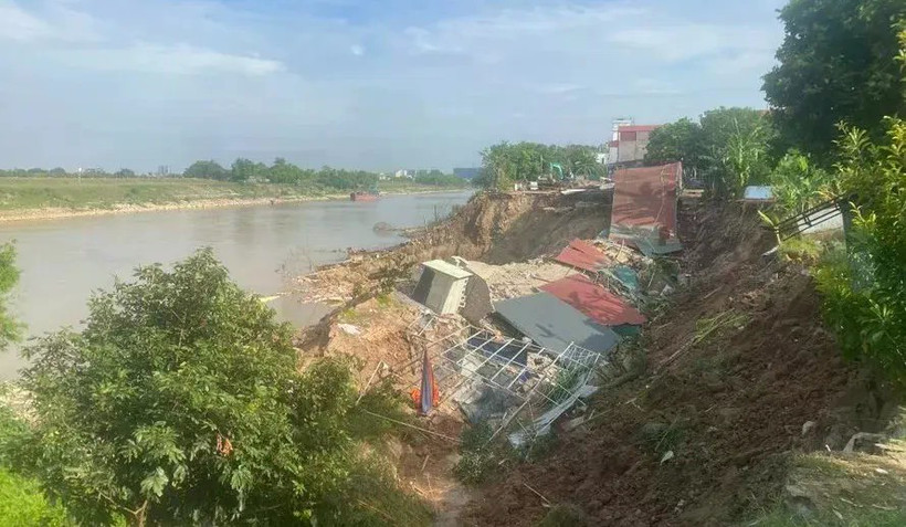 Sạt lở bờ sông Đuống. (Nguồn: VTV)