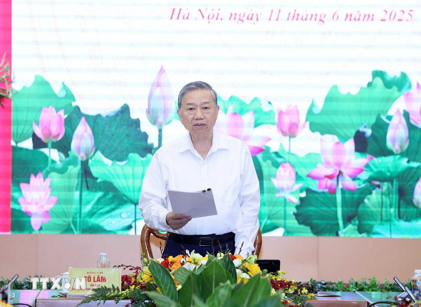 Tổng Bí thư Tô Lâm phát biểu chỉ đạo. (Ảnh: Thống Nhất/TTXVN)