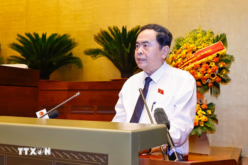 Chủ tịch Quốc hội Trần Thanh Mẫn phát biểu. (Ảnh: Doãn Tấn/TTXVN)