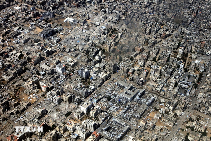 Cảnh tàn phá do xung đột tại Dải Gaza. Ảnh: THX/TTXVN