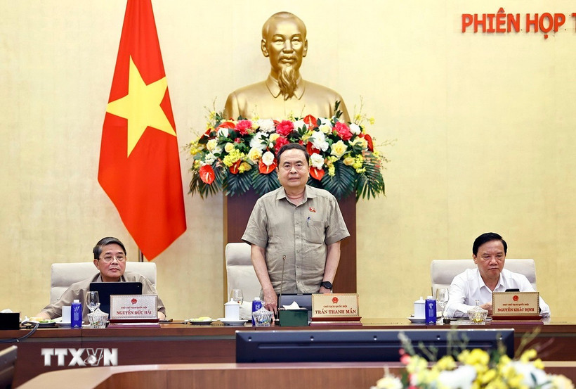 Chủ tịch Quốc hội Trần Thanh Mẫn phát biểu chỉ đạo. (Ảnh: Doãn Tấn/TTXVN)