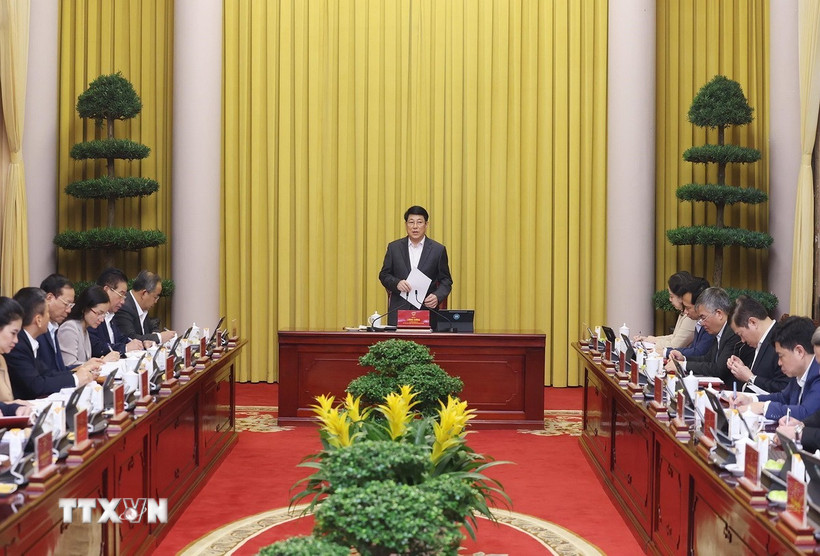 Chủ tịch nước Lương Cường phát biểu chỉ đạo. (Ảnh: Lâm Khánh/TTXVN)