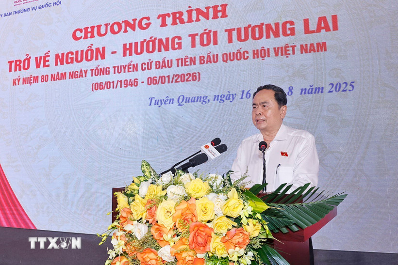 Chủ tịch Quốc hội Trần Thanh Mẫn phát biểu. (Ảnh: Doãn Tấn/TTXVN)