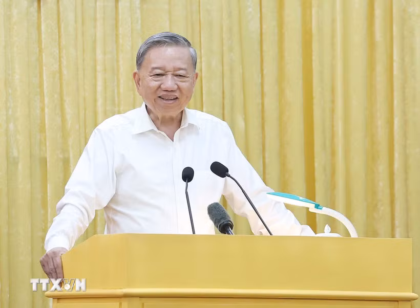 Tổng Bí thư Tô Lâm phát biểu. (Ảnh: Thống Nhất/TTXVN)
