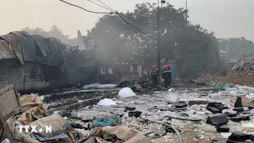 Hiện trường vụ cháy. (Ảnh: Mạnh Khánh/TTXVN)