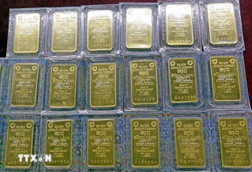 Vàng miếng SJC. (Nguồn: TTXVN)
