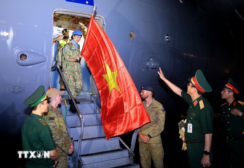 Đoàn công tác Bệnh viện dã chiến 2.6 hoàn thành nhiệm vụ gìn giữ hòa bình Liên hợp quốc tại Nam Sudan (Phái bộ UNMISS). (Ảnh: Tuấn Anh/TTXVN)