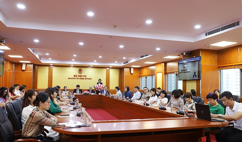 Các đại biểu dự tại điểm cầu Bộ Nội vụ. (Nguồn: Bộ Nội vụ)