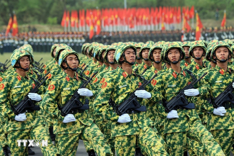 Khối chiến sỹ phòng hóa. (Ảnh: Tuấn Anh/TTXVN)