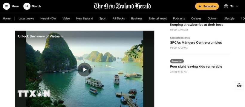 Clip vẻ đẹp Việt Nam được đăng tải trong bài viết với lời chú thích "Người dân địa phương tiết lộ nền văn hóa phong phú và những bí mật mà nhiều sách hướng dẫn du lịch bỏ qua." (Ảnh: TTXVN phát)