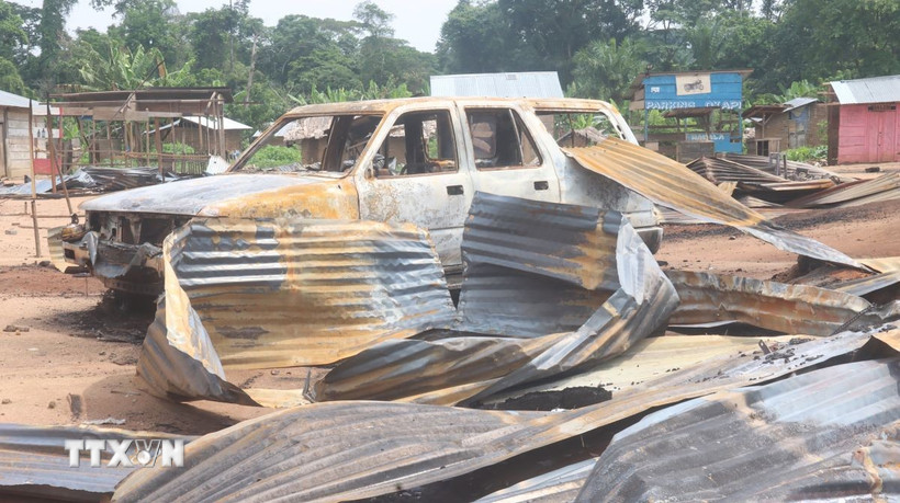 Hiện trường một vụ tấn công tại Beni, tỉnh Bắc Kivu, Cộng hòa Dân chủ Congo. (Ảnh: THX/TTXVN)