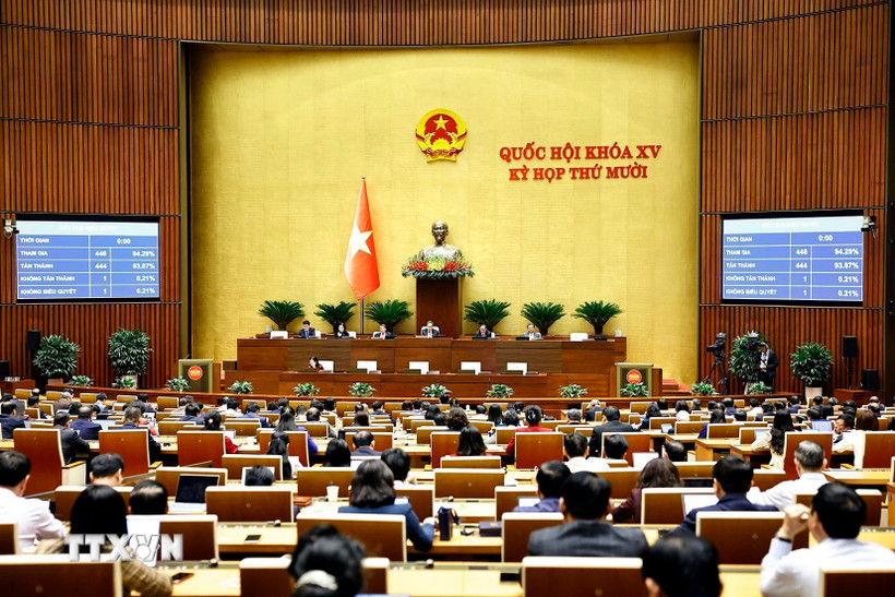 Quốc hội biểu quyết thông qua Luật Thương mại điện tử. (Ảnh: Doãn Tấn/TTXVN)