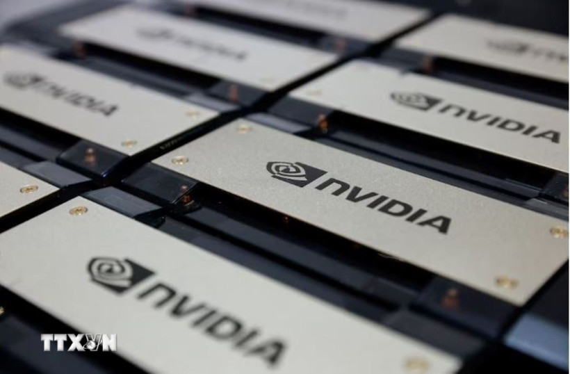 Siêu máy tính của Tập đoàn Nvidia tại triển lãm công nghệ Foxconn ở Đài Loan (Trung Quốc). (Ảnh: REUTERS/TTXVN)