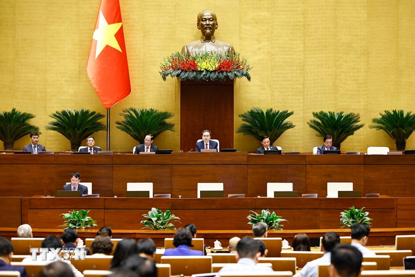 Chủ tịch Quốc hội Trần Thanh Mẫn chủ trì phiên họp. (Ảnh: Doãn Tấn/TTXVN)