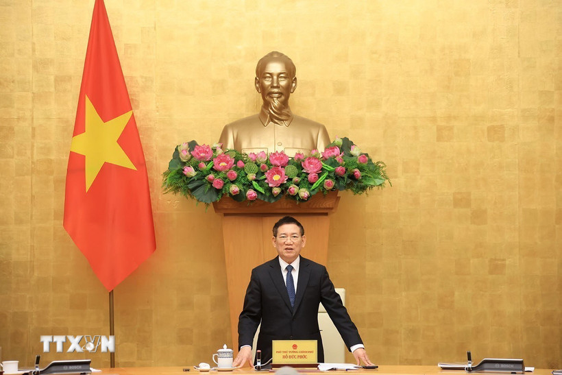 Phó Thủ tướng Hồ Đức Phớc, Trưởng Ban chỉ đạo Tổng điều tra nông nghiệp 2025 trung ương phát biểu. (Ảnh: Tuấn Anh/TTXVN)