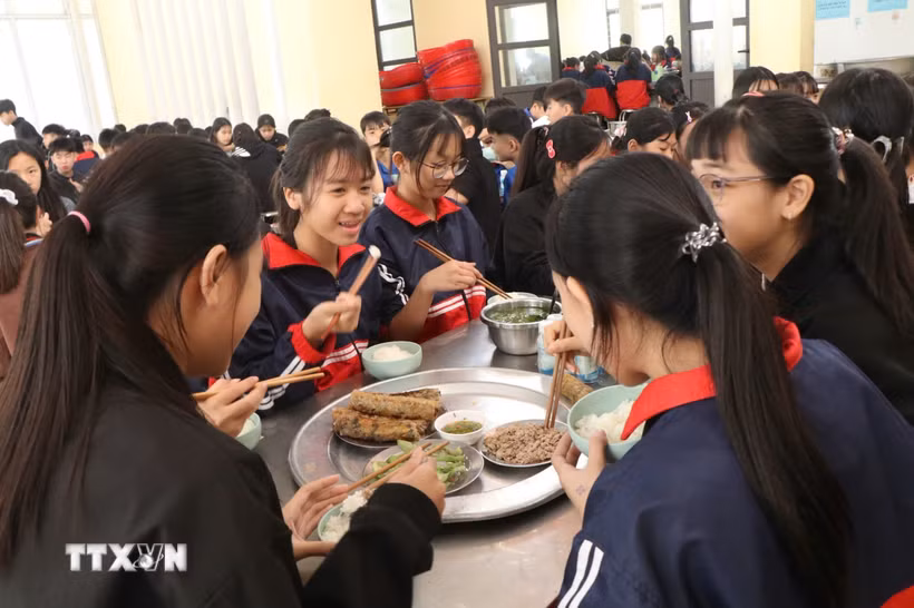 Học sinh Trường Phổ thông Dân tộc Nội trú THCS và THPT Đà Bắc, Phú Thọ. (Ảnh: Nguyễn Thảo/TTXVN)