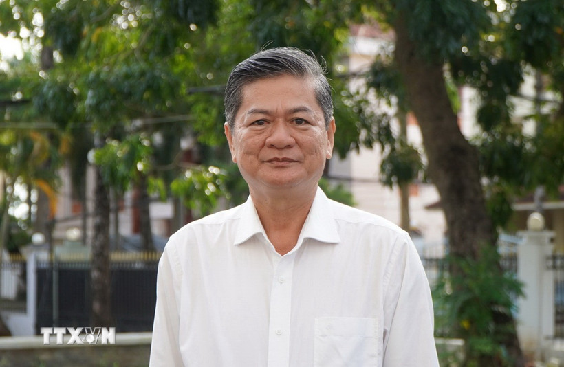 Ông Nguyễn Văn Định, Bí thư Đảng ủy, Chủ tịch HĐND xã Đốc Binh Kiều (Đồng Tháp), góp ý về phát triển nguồn nhân lực. (Ảnh: Nhựt An/TTXVN)