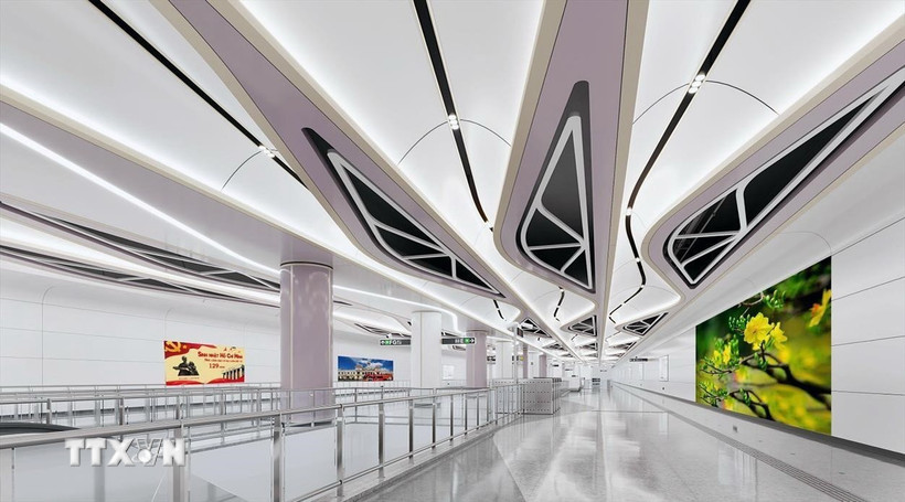 Phối cảnh nhà ga Tao Đàn của tuyến metro số 2 (Bến Thành-Tham Lương). (Ảnh: TTXVN phát)