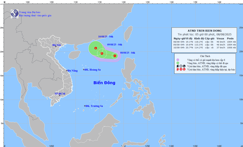 (Ảnh: Trung tâm Dự báo Khí tượng Thủy văn Quốc gia)