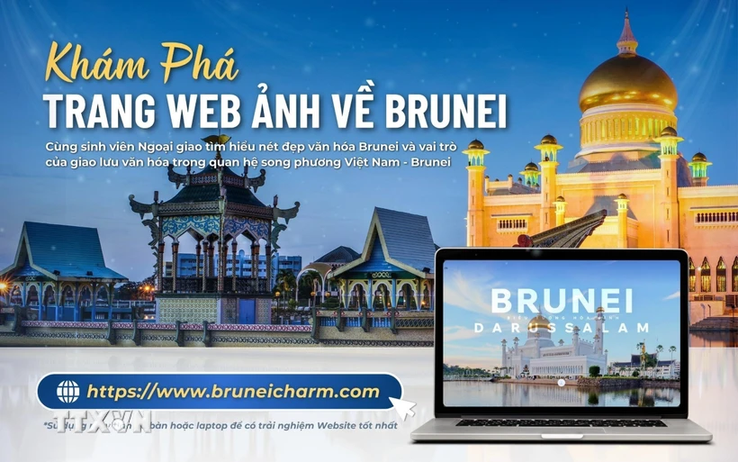 Trang web thông tin về Brunei do sinh viên Học viện Ngoại giao thiết kế Bruneicharm.com. (Ảnh: Đại sứ quán Việt Nam tại Brunei/TTXVN phát)