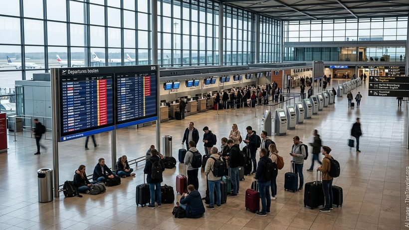 Hành khách tại sân bay Berlin-Brandenburg. (Ảnh: thetraveler)