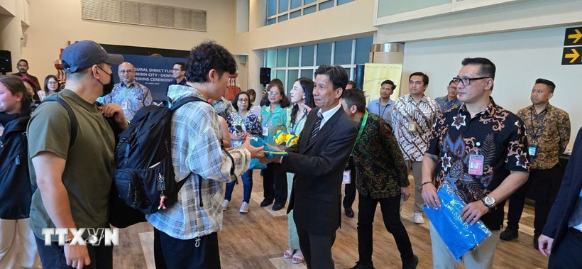 Du khách đến Bali, Indonesia trên chuyến bay thẳng từ Thành phố Hồ Chí Minh. (Ảnh: Đỗ Quyên/TTXVN)