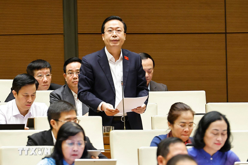 Đại biểu Quốc hội tỉnh Hưng Yên Nguyễn Đại Thắng phát biểu. (Ảnh: Doãn Tấn/TTXVN)