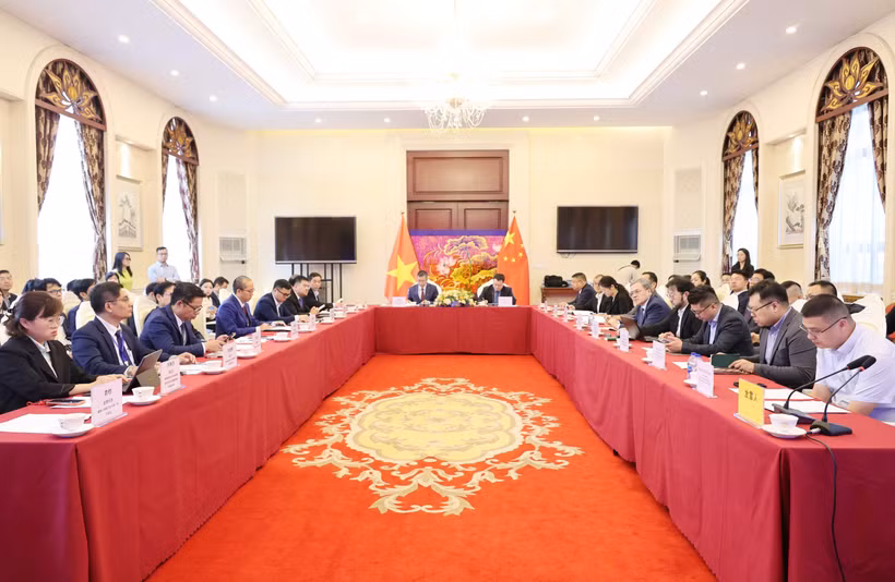 Quang cảnh Chương trình Hợp tác và Trao đổi Công nghiệp xanh Việt Nam-Trung Quốc tổ chức tại Bắc Kinh. (Ảnh: Công Tuyên/TTXVN)