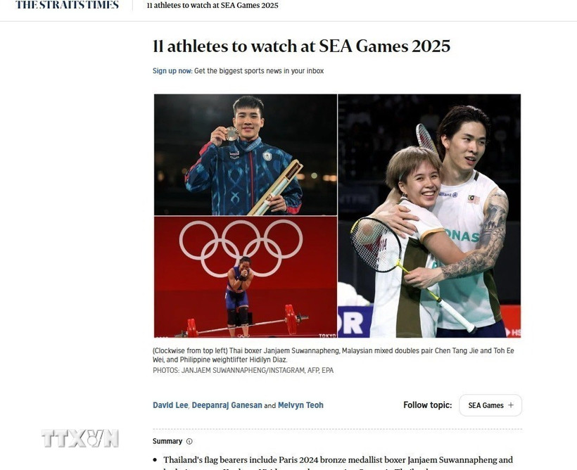 Bài viết đăng tải trên báo Straitstimes của Singapore ngày 9/12. (Ảnh: TTXVN phát)