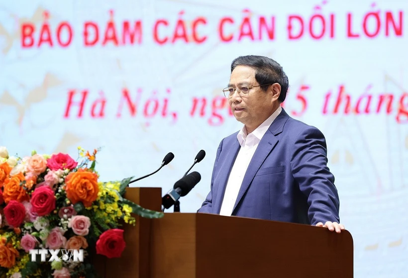 Giải pháp thúc đẩy sản xuất kinh doanh hiệu quả với doanh nghiệp nhà nước Thủ tướng Phạm Minh Chính phát biểu tại Hội nghị Thủ tướng Chính phủ làm việc với doanh nghiệp nhà nước. (Ảnh: Dương Giang/TTXVN)