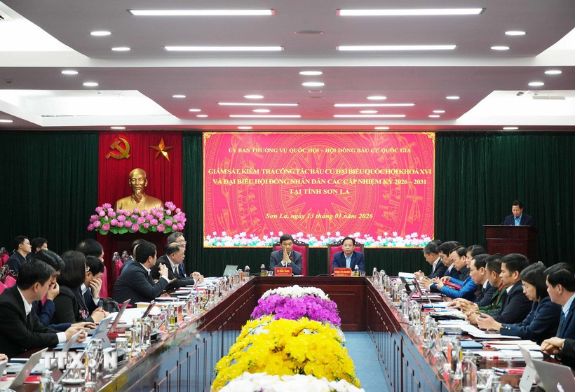 Quang cảnh buổi làm việc. (Ảnh: Nguyễn Cường/TTXVN)