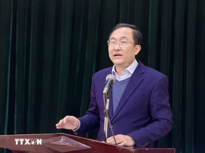 Phó Cục trưởng Cục trưởng Cục Phổ biến, giáo dục pháp luật và trợ giúp pháp lý Phan Hồng Nguyên phát biểu. (Ảnh: Đỗ Bình/TTXVN)