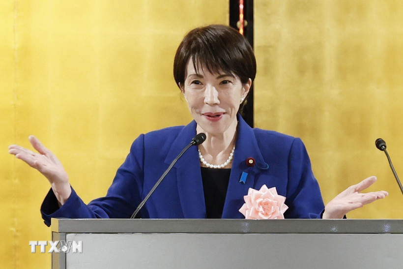 Thủ tướng Nhật Bản Sanae Takaichi phát biểu tại Tokyo ngày 6/1/2026. (Ảnh: Kyodo/TTXVN)