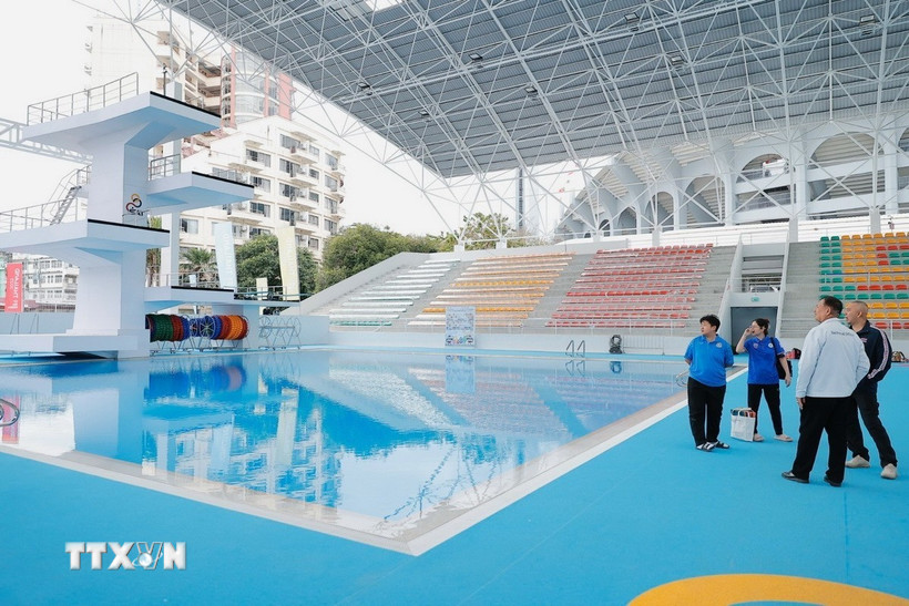 Khu vực hồ dành cho VĐV thi đấu môn Nhảy cầu tại SEA Games 33. (Ảnh: Minh Quyết/TTXVN)