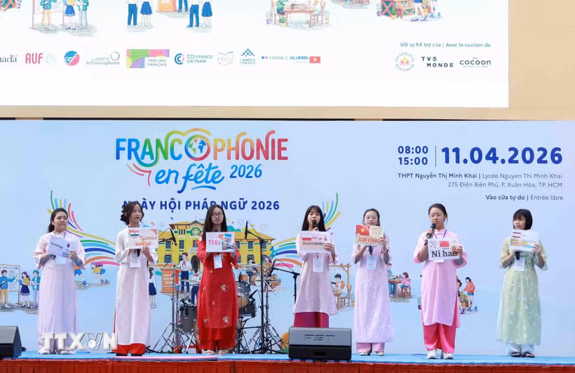 Những bài hát được biểu diễn bằng tiếng Pháp khai mạc Ngày hội Pháp ngữ 2026. (Ảnh: Xuân Khu/TTXVN)