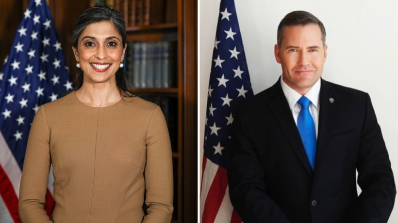 Cố vấn An ninh Quốc gia Mỹ Mike Waltz và bà Usha Vance, phu nhân Phó Tổng thống Mỹ JD Vance. (Ảnh: Nhà Trắng)