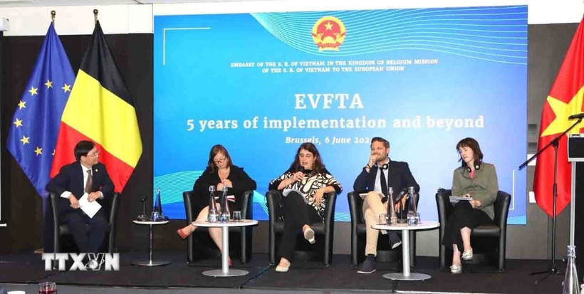 Các diễn giả tại phiên thảo luận. (Ảnh: Hương Giang/TTXVN)