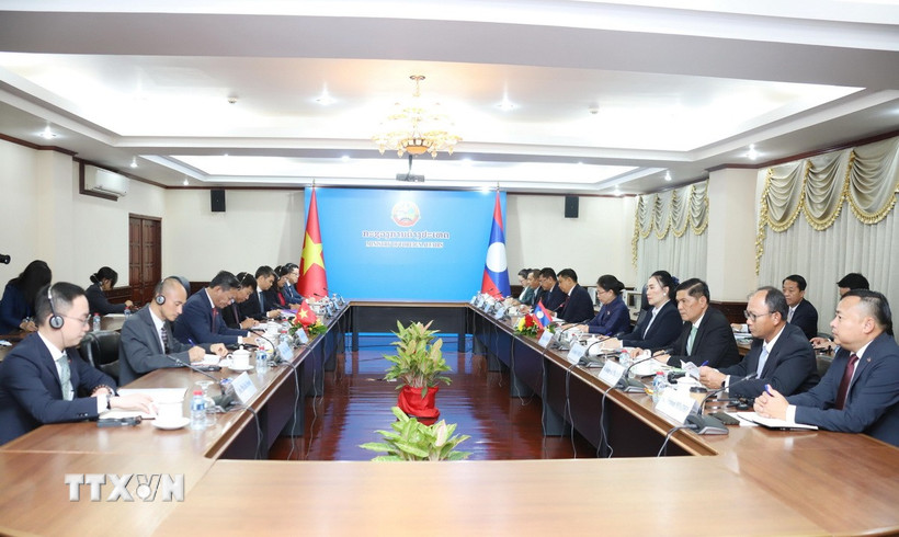 Quang cảnh Tham khảo chính trị lần thứ 10 giữa hai Bộ Ngoại giao Việt Nam-Lào. (Ảnh: Xuân Tú/TTXVN)