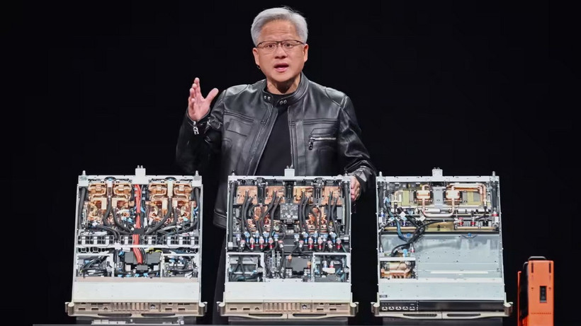 Tổng Giám đốc điều hành (CEO) Nvidia Jensen Huang phát biểu tại hội chợ công nghệ. (Ảnh: nikkei asia)