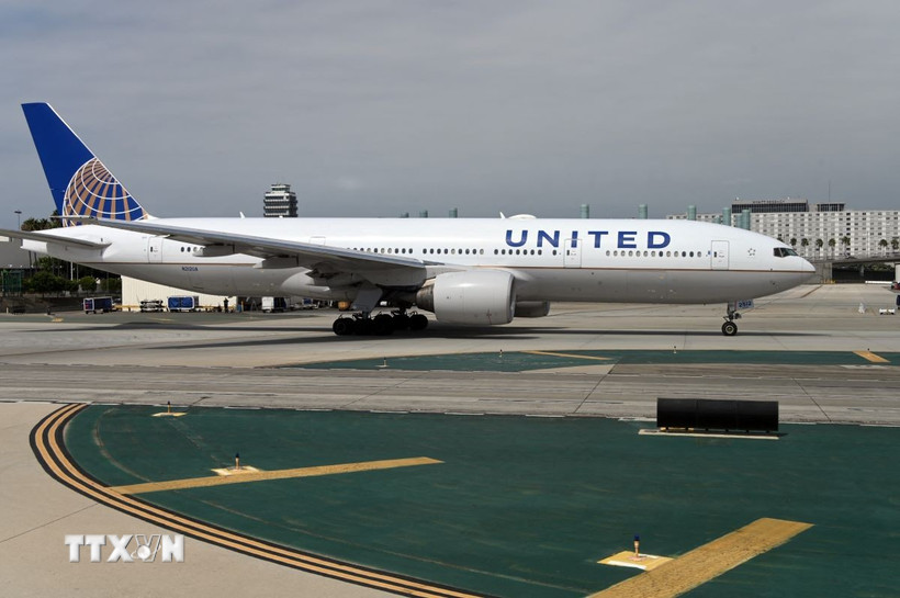 Máy bay của Hãng hàng không United Airlines tại sân bay quốc tế Los Angeles, Mỹ. (Ảnh: AFP/TTXVN)