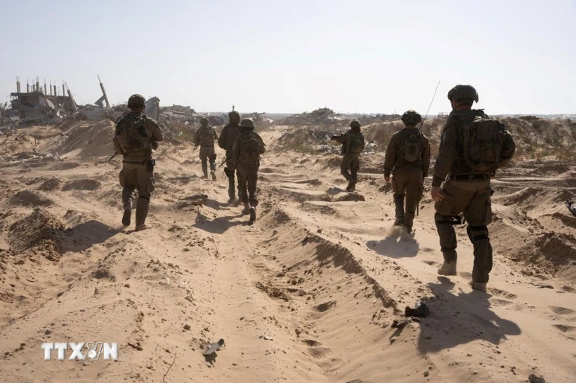 Binh sỹ Israel được triển khai tại Dải Gaza ngày 18/4/2025. Ảnh: THX/TTXVN