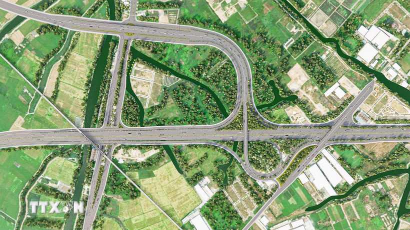 Phối cảnh nút giao cao tốc Thành phố Hồ Chí Minh-Mộc Bài và Vành đai 3 TP. Hồ Chí Minh. (Ảnh: TTXVN phát)