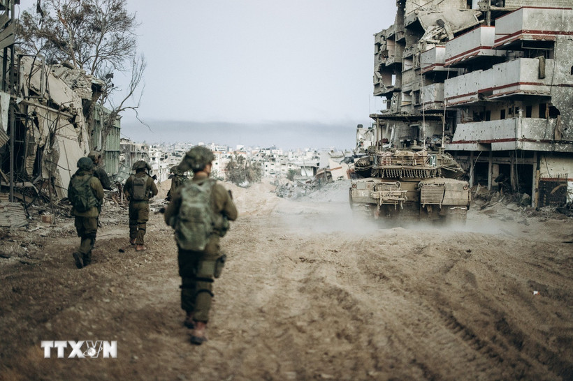 Binh sỹ Israel tham gia chiến dịch quân sự tại Dải Gaza. (Ảnh: THX/TTXVN)