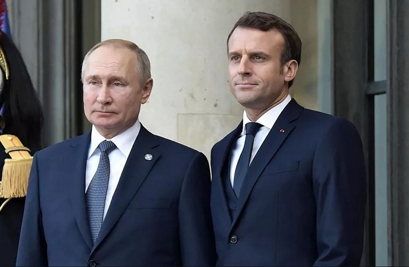 Tổng thống Nga Vladimir Putin và Tổng thống Pháp Emmanuel Macron. Ảnh: RIA Novosti